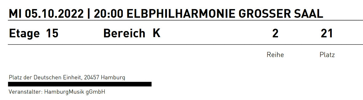 Konzertticket für Gluckoper Orfeo ed Euridice in Elbphilharmonie